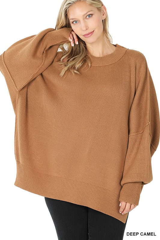 SIDE SLIT OVERSIZED SWEATER
