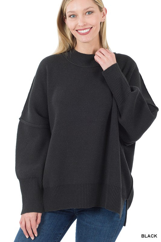 SIDE SLIT OVERSIZED SWEATER
