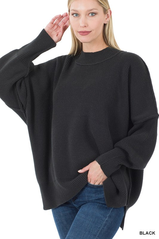 SIDE SLIT OVERSIZED SWEATER