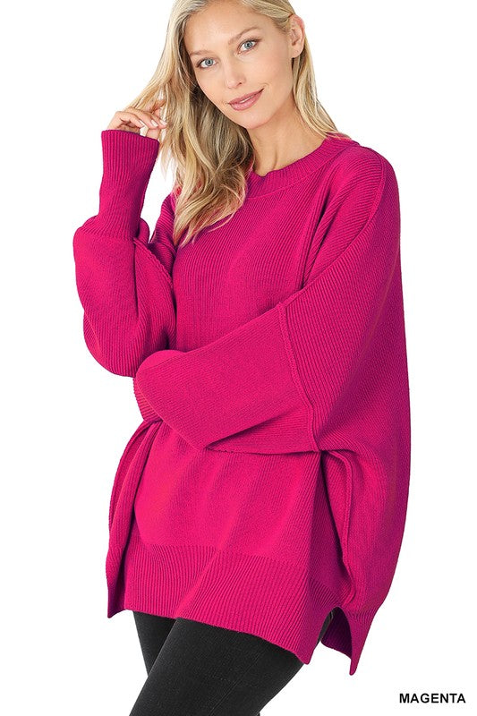 SIDE SLIT OVERSIZED SWEATER