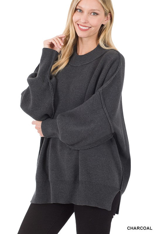 SIDE SLIT OVERSIZED SWEATER