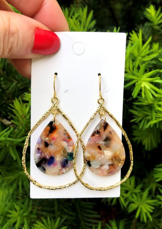 Multi-Color Acrylic Teardrop Chandelier Earrings