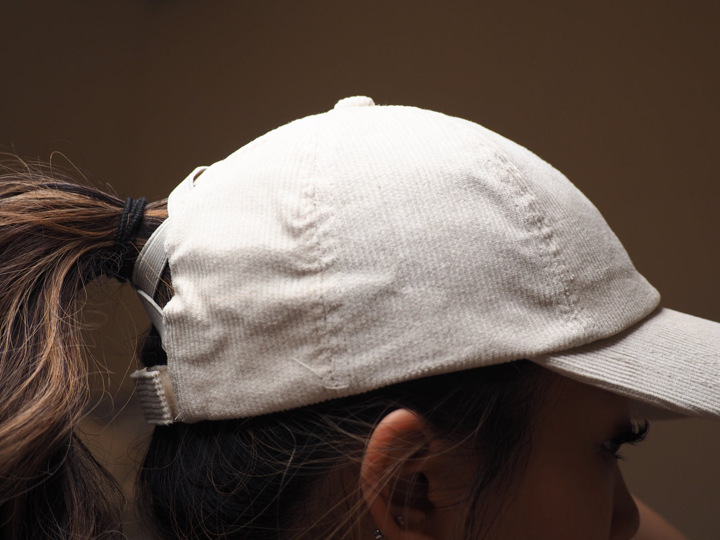 Solid Corduroy Ponytail Ball Cap