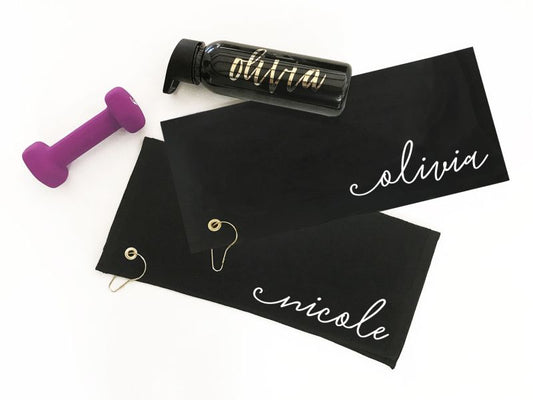 Personalized Black Golf Towels (Unisex)