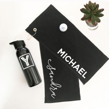 Personalized Black Golf Towels (Unisex)